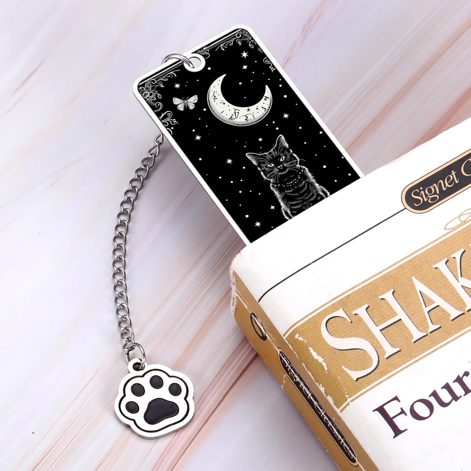 Cat Bookmark for Book Lovers Gifts Valentines Day Birthday Book Accessories Bookish Gifts for Her Him Women Men Reading Lovers Metal Bookmark for Reading Women Reader, Cat Themed Gift - Image 2