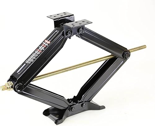 Miniatura 2 de ROCKMAN Gatos de tijera de nivelación de 24 pulgadas, 7500 libras, para caravana, remolque, estabilizador, con base de lazo ancho, enchufe de