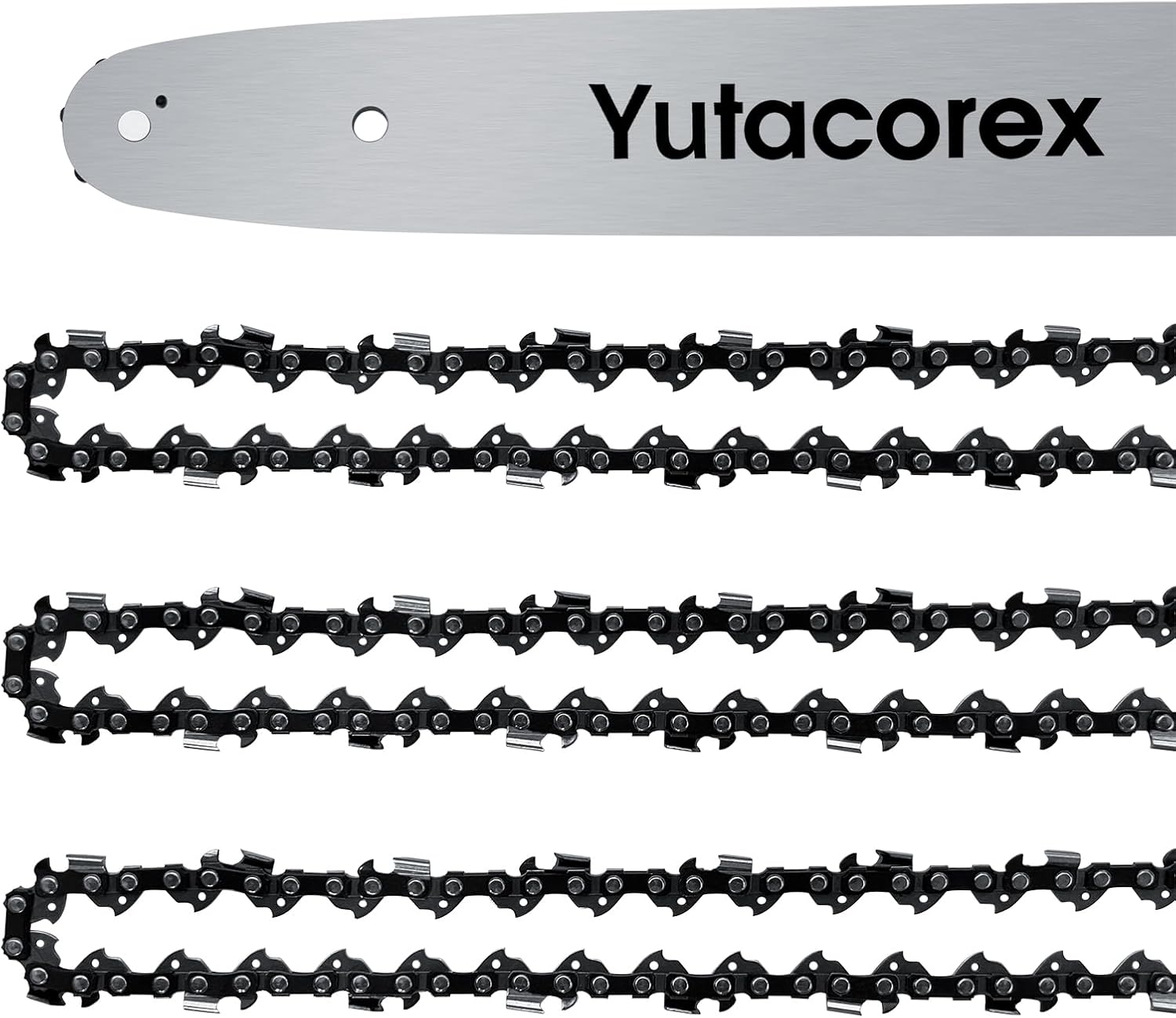 16inch Chainsaw Guide Bar and Chain Combo,Replacement Accessories Fits Greenworks ‎20312,Fits WORX WG303.1,Fits WEN 4017,Fits ROIBY,Fits CRAFTSMAN and more,3/8,050,56DL(Bar+3 Chains)