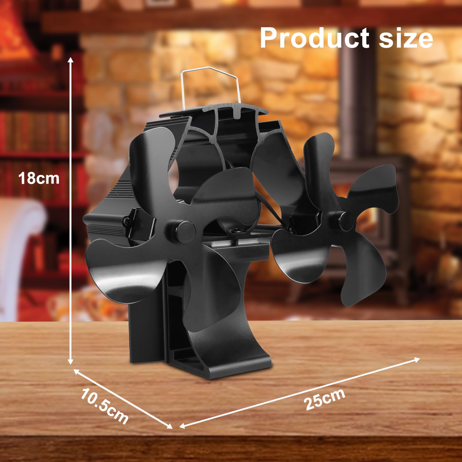 Ventilatore magnetico 3 in 1 per stufa e camino, senza corrente