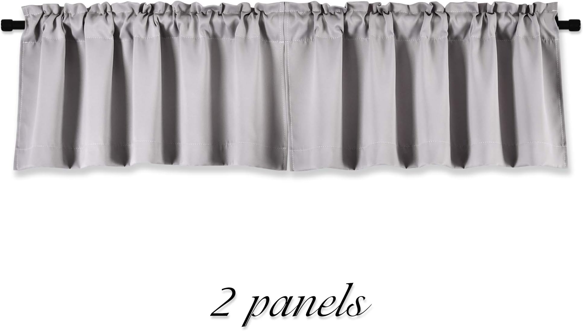 DONREN Light Grey Valance - Kitchen Valances for Small Window with Rod Pocket (2 Panels,42 by 15 Inch)