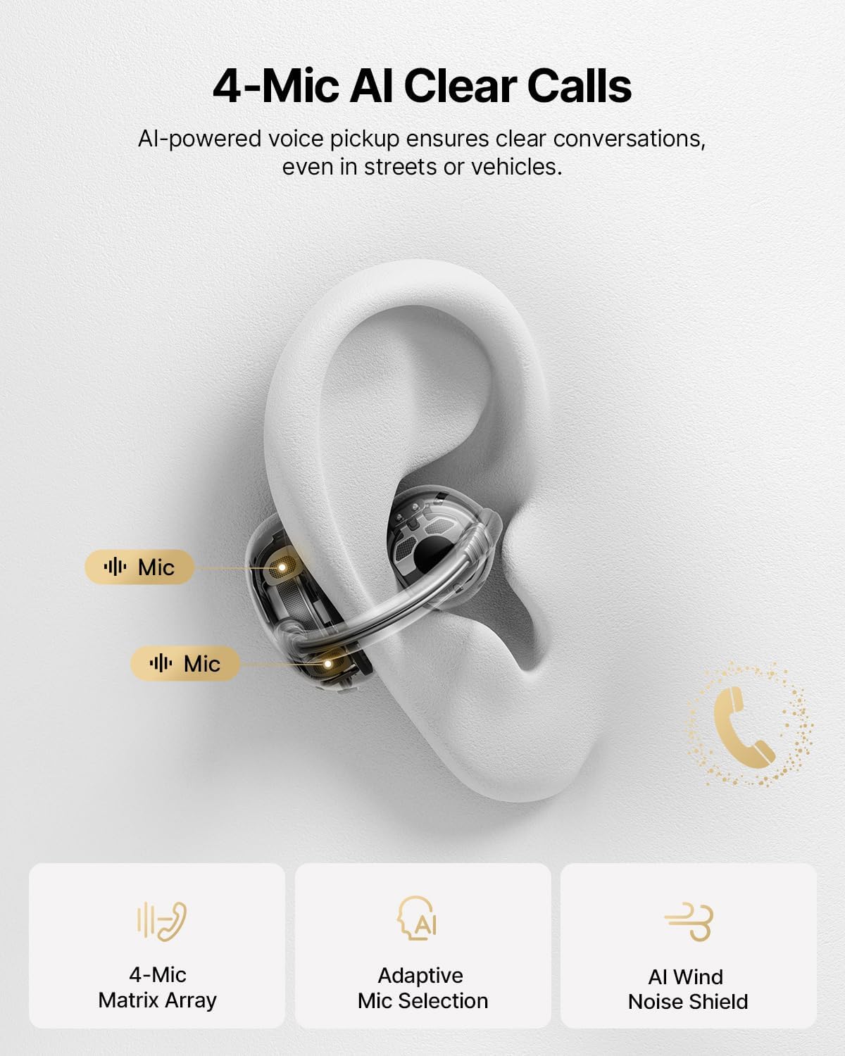 Baseus Bowie MC2 Air Open Ear Clip-on Earbuds, CloudComfort Air Cushions for Workout Running, 11mm Drivers Super Bass 2.0, IP67 Waterproof, 40H Playtime, Flexible Secure Fit Earbuds thumbnail