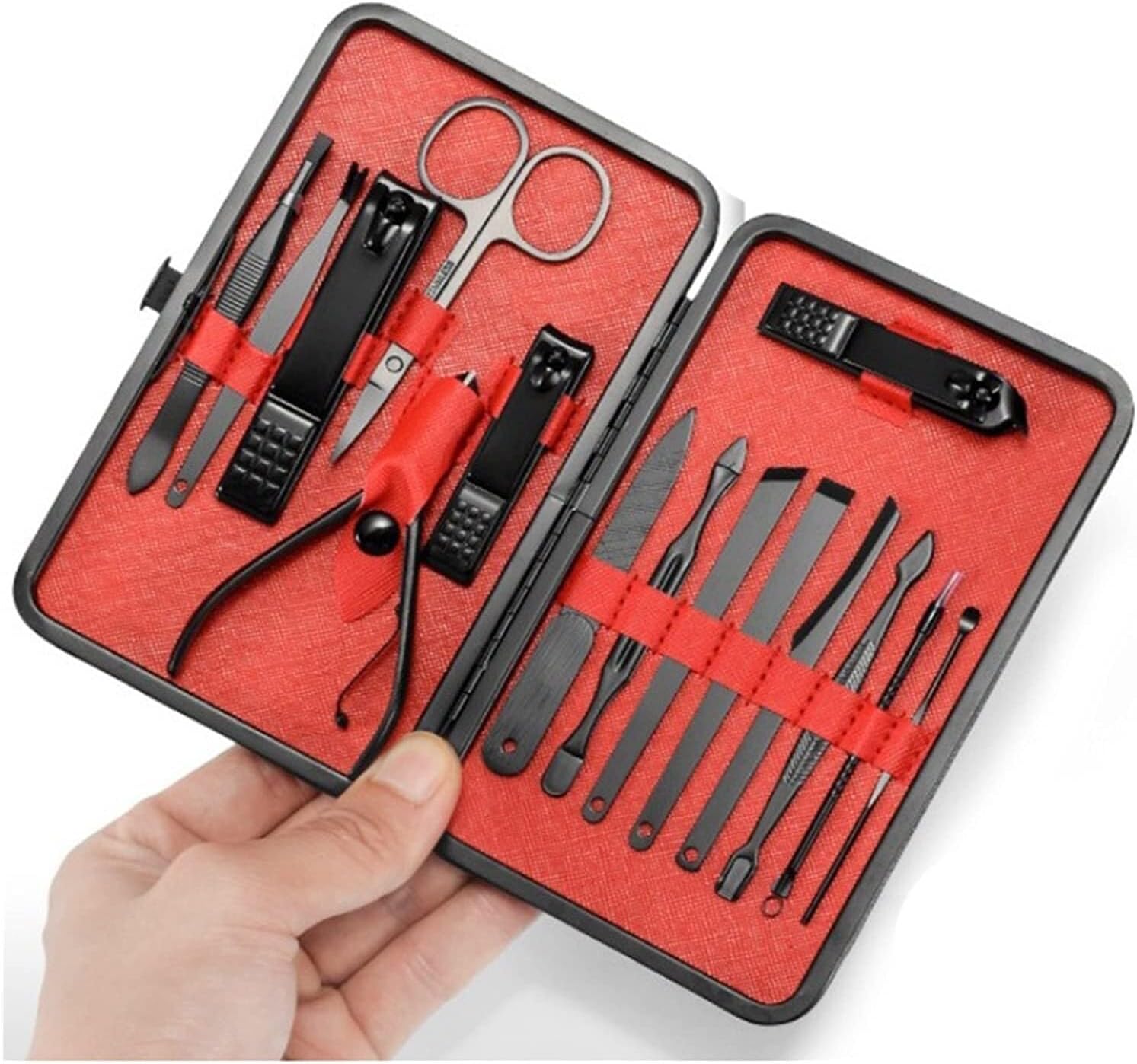 15-Piece Manicure Set, Stainless Steel Nail Clippers & Grooming Kit, Includes 7-15 Tools for Hand & Foot Care, Portable Travel Case