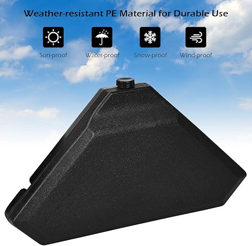 Miniatura 6 de Tangkula Base de sombrilla de patio con desplazamiento en voladizo, 4 unidades, 195 libras, con forma de triángulo, arena y agua, placa base de