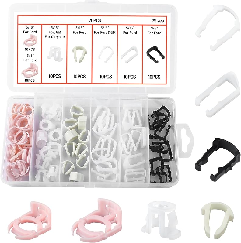 Kit de Presilhas de Linha de Combustível Purthog com 7 Tamanhos – 70 Unidades e Caixa Organizadora