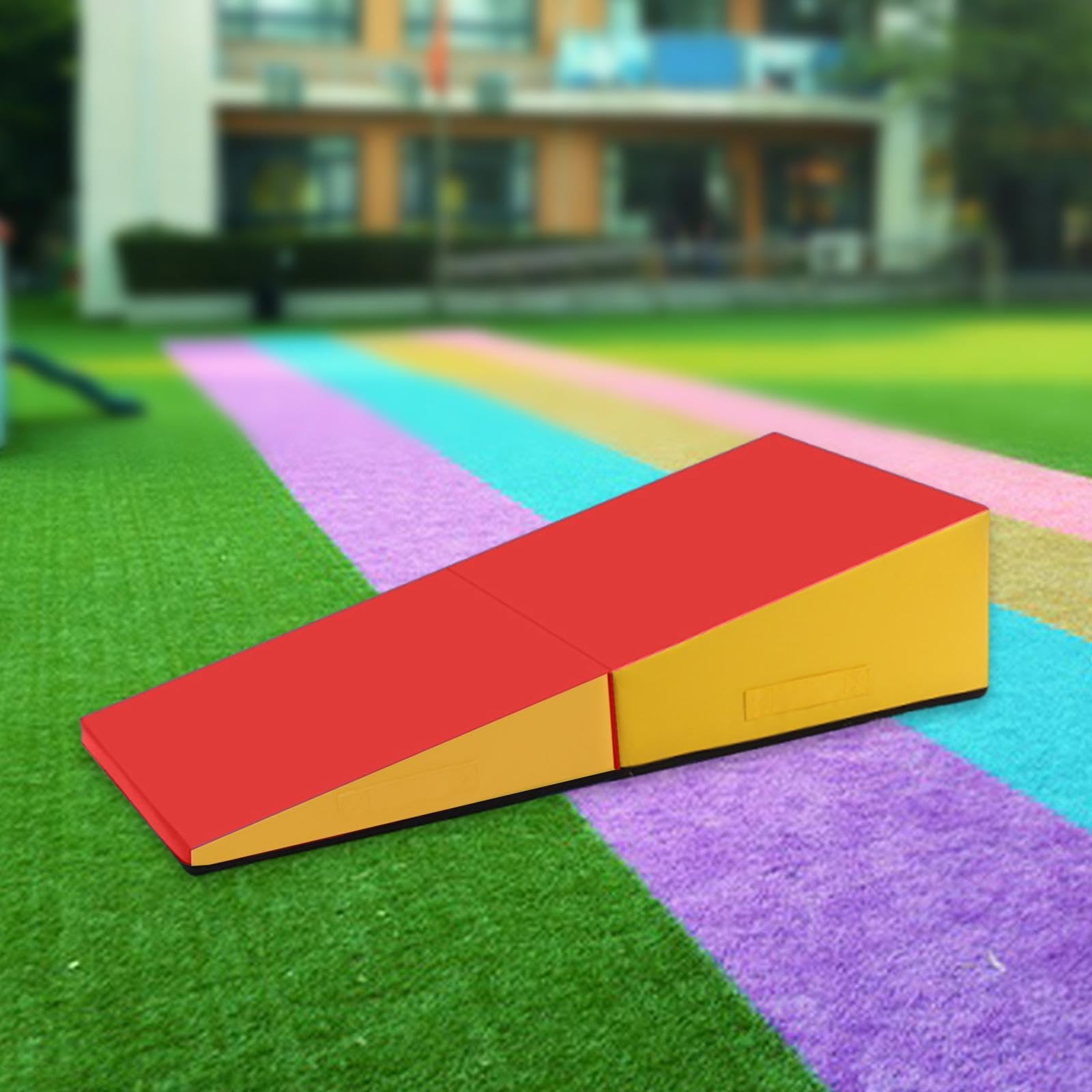 F Fityle Tappetino per Ginnastica a Cuneo, a Forma di Formaggio, Pieghevole, Inclinato, per Allenamento di abilità Sportive di Danza, per Bambini