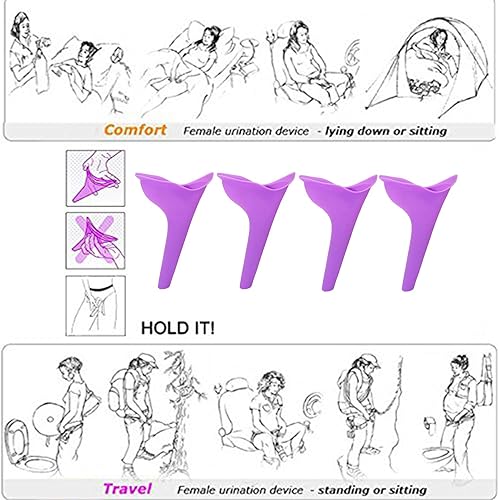 Miniatura 5 de Guang-T Dispositivo de orina femenina, viajes, camping, al aire libre, orina reutilizable, embudo de orina portátil para orina (4 piezas)