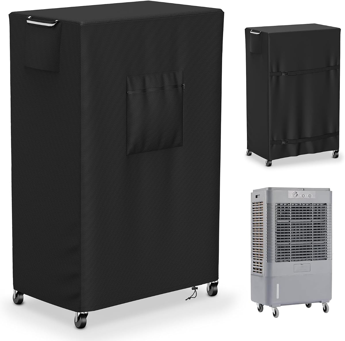 STARTWO Evaporative Cooler Cover for Hessaire MC61M/MC61V 5300CFM,Outdoor Heavy Duty Waterproof Swamp Cooler Covers for AC Unit Protection,29" L x 18" W x 45" H,Black