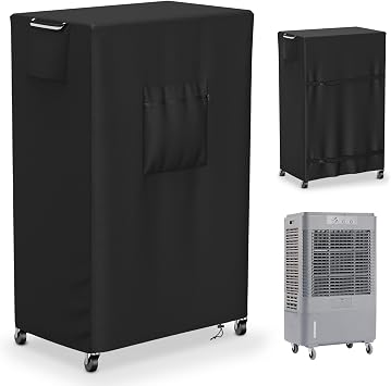 STARTWO Evaporative Cooler Cover for Hessaire MC61M/MC61V 5300CFM,Outdoor Heavy Duty Waterproof Swamp Cooler Covers for AC Unit Protection,29" L x 18" W x 45" H,Black