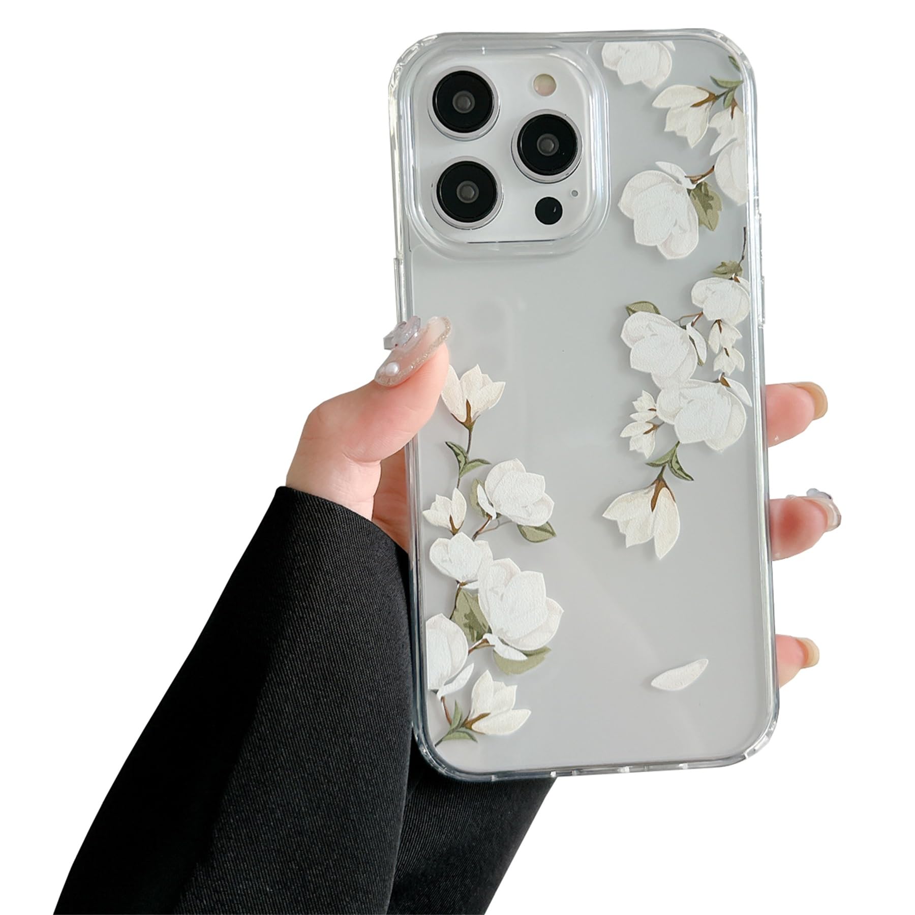 Einaily Hülle für iPhone 16 Pro Case Crystal Clear Handyhülle Mode Chic Muster Ultra Dünn TPU Silikon Blumen Bumper Stoßfest Kratzfest Schutzhülle für iPhone 16 Pro Slim Cover