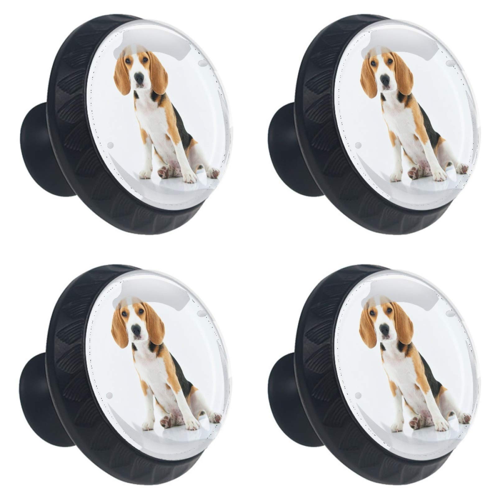 Boutons de meuble ronds en verre 30 mm motif chien pour décorer la chambre d'enfant ou le salon