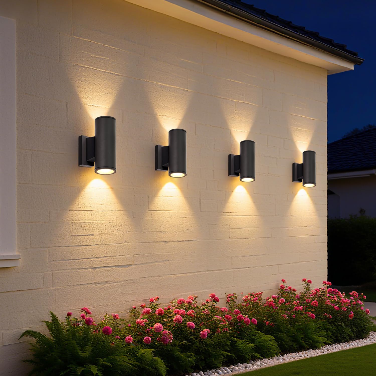 Aigostar Aplique Pared Interior/Exterior,4 paquetes, GU10 Lámpara Exterior Pared,IP65 Impermeable Luz Interior y Exterior Iluminación,Para Patio,Jardín,Balcón,Dormitorio,Pasillos (Sin bombillas)
