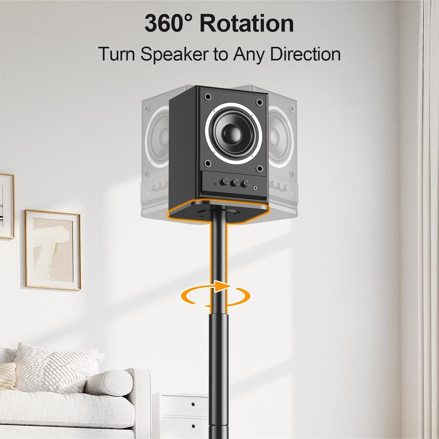 ELIVED Universal Speaker Stands Height Adjustable 28"-37.4", Bookshelf Speaker Stand Pair for Satellite Studio Large Speakers Up to 22 lbs, Surround Sound Speaker Stand with Cable Management, Black - Image 8