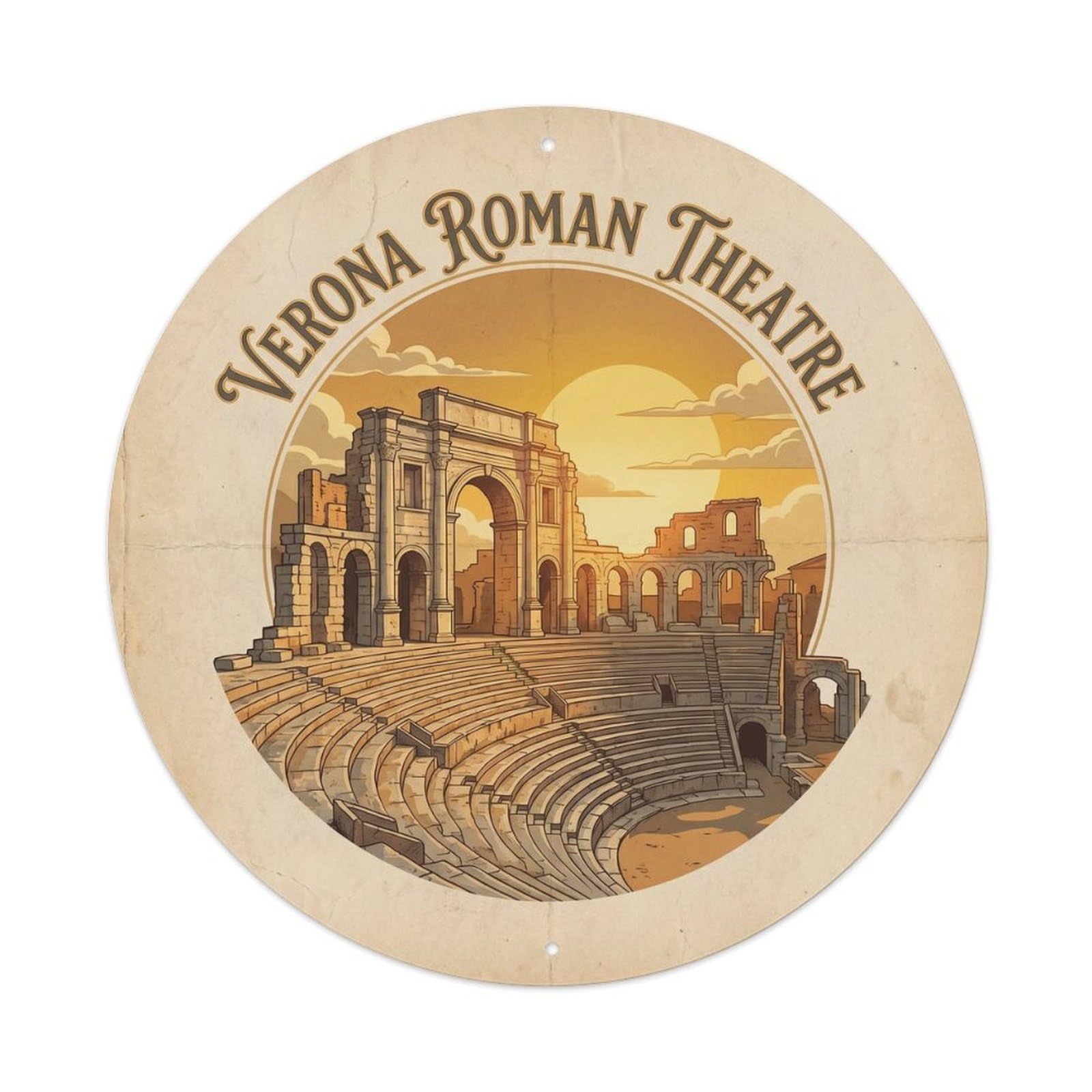 Olhnbad Style Heritage City Roman Theatre Seats Verona Travel Metal Tin Sign