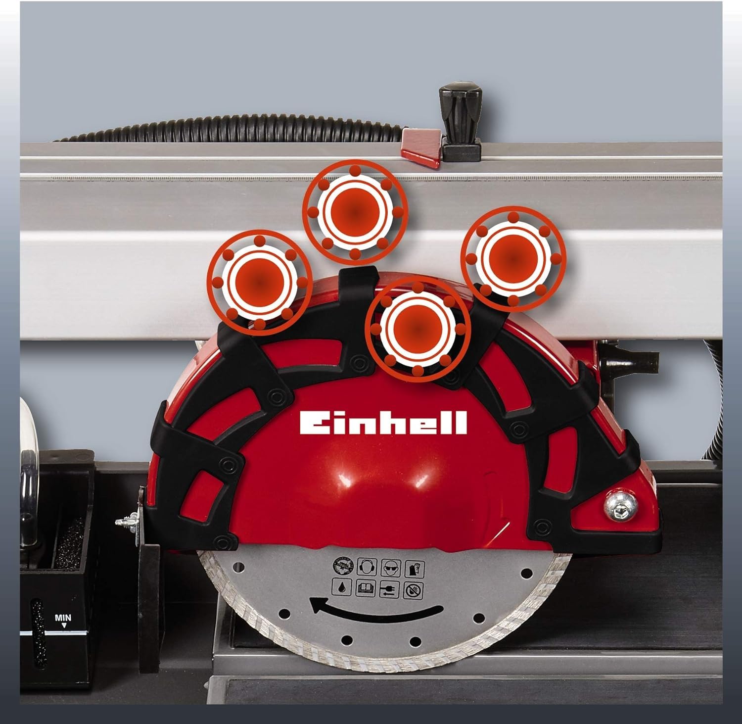 Einhell 4301220 - Mesa de corte ceramico refrigerada por agua TE-TC 920 UL Expert, 900 W, 240 V, disco de diamante 200 x 25,4 mm, rojo2