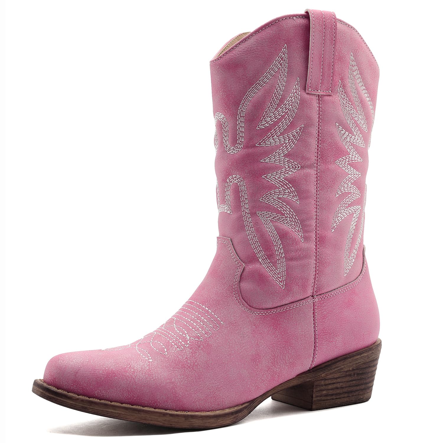 GLOBALWIN Square Toe Black Cowboy Boots For Women Cowgirl Western Boots With Low Heel Size 10M