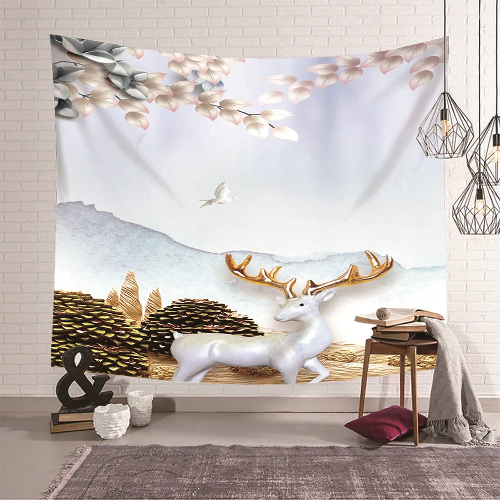 Tapiz de pared con ciervo blanco KnSam, dale un toque de naturaleza a tu salón