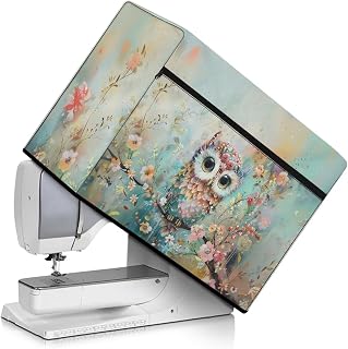 Xsehusvy Owl Sewing Machine Protective Cover Dust Cover for Universal Sewing Machine Folding Fabric Sewing Machine Cover Portable Sewing Equipment Cover Festival Decor