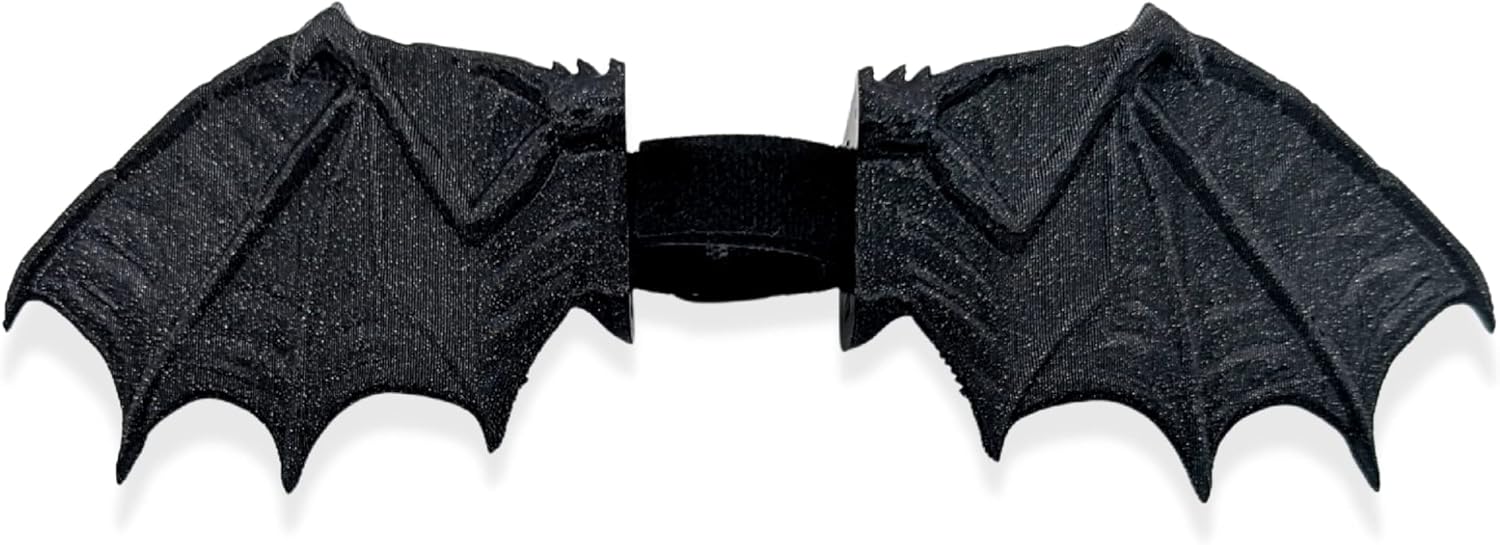 BeamTeam3D Bat Wings for Headphones - Bat Headphone Attachment in Various Colors with Self Fastener - Cosplay Bat Ears for Gamers and Streamers (Set of 2) (Sparkle Black)
