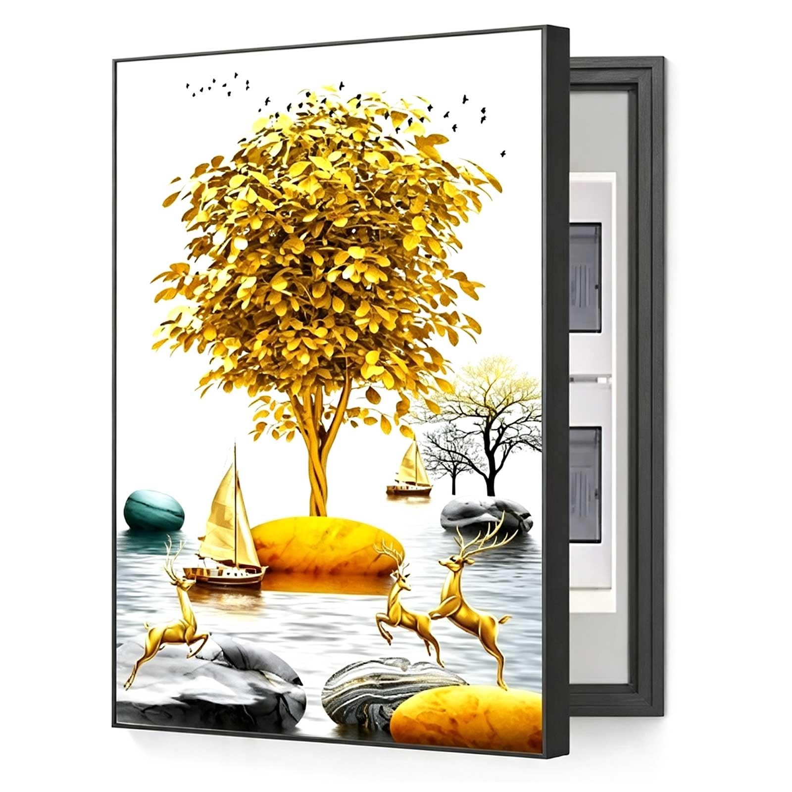 Tapa Contador Luz Decorativa, Cuadro Tapar Cuadro Electrico, Diseño de Apertura Izquierda