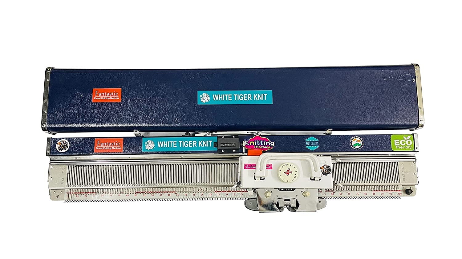 White Tiger Knit Knitting Machine Fantastic Model Stainless Steel Knitting Machine for Make Woolen wear Knit Your Favorite Designs of Cap, Hat, Top, Muffler, Shawl at Home, (Accessory Bag Included)