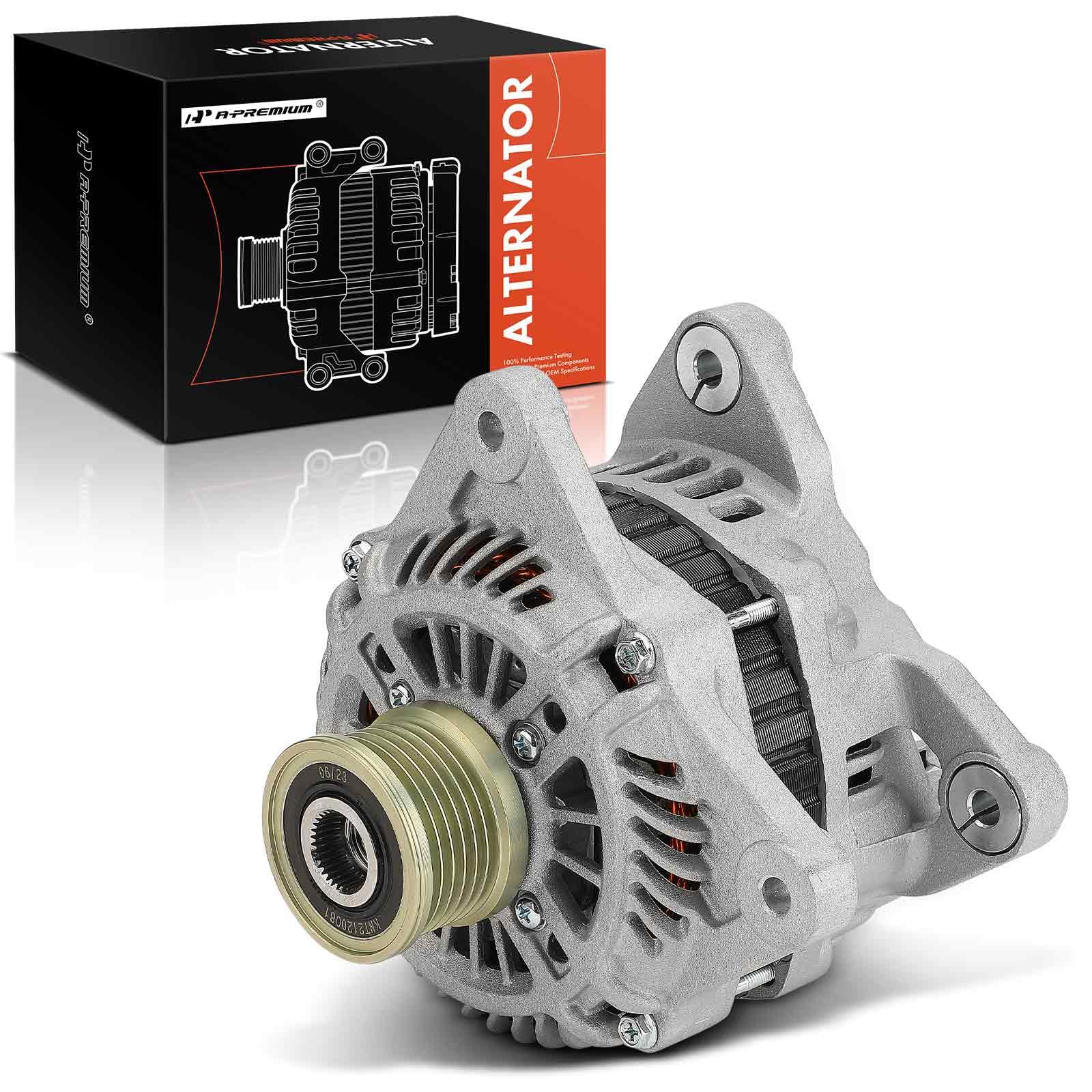A-Premium Alternator Compatible with Nissan Sentra 2010-2012 2.0L, Versa 2009-2012 1.8L & NV200 2015-2015, 12V 100A 6-Groove Pulley Clockwise, Replace# 23100ZW40A, 23100ZW40B