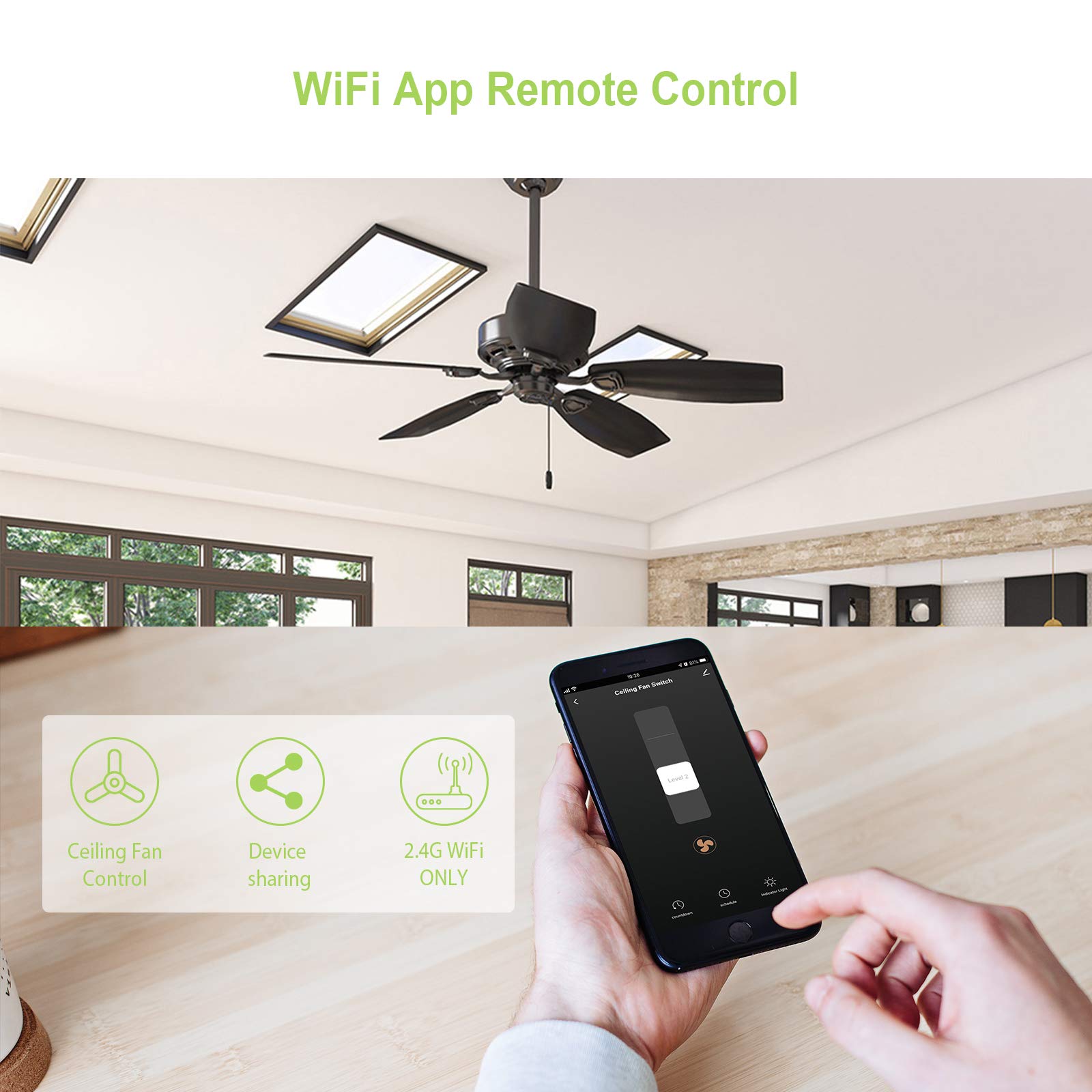 Smart Fan Control Home Fan And Light Switch Combo Smart Ceiling Fan Controller – Works With ...