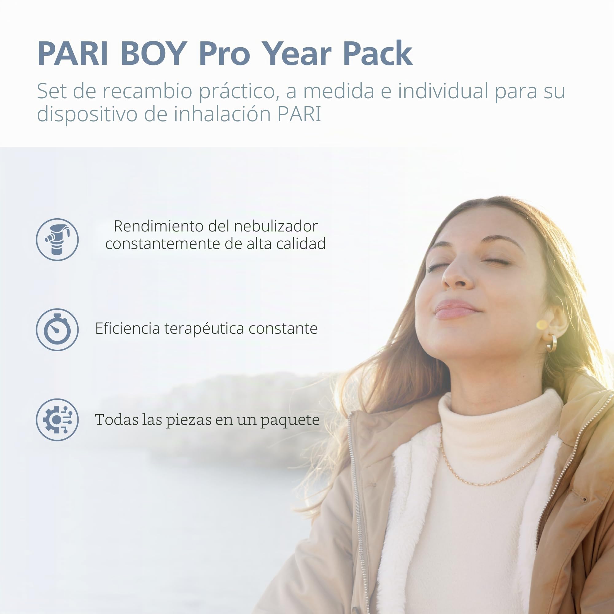PARI BOY Pro Year Pack - Kit de intercambio con nebulizador LC SPRINT con control PIF, 1 manguera de conexión, 2 filtros de aire, 1 boquilla para terapia de inhalación eficaz a largo plazo