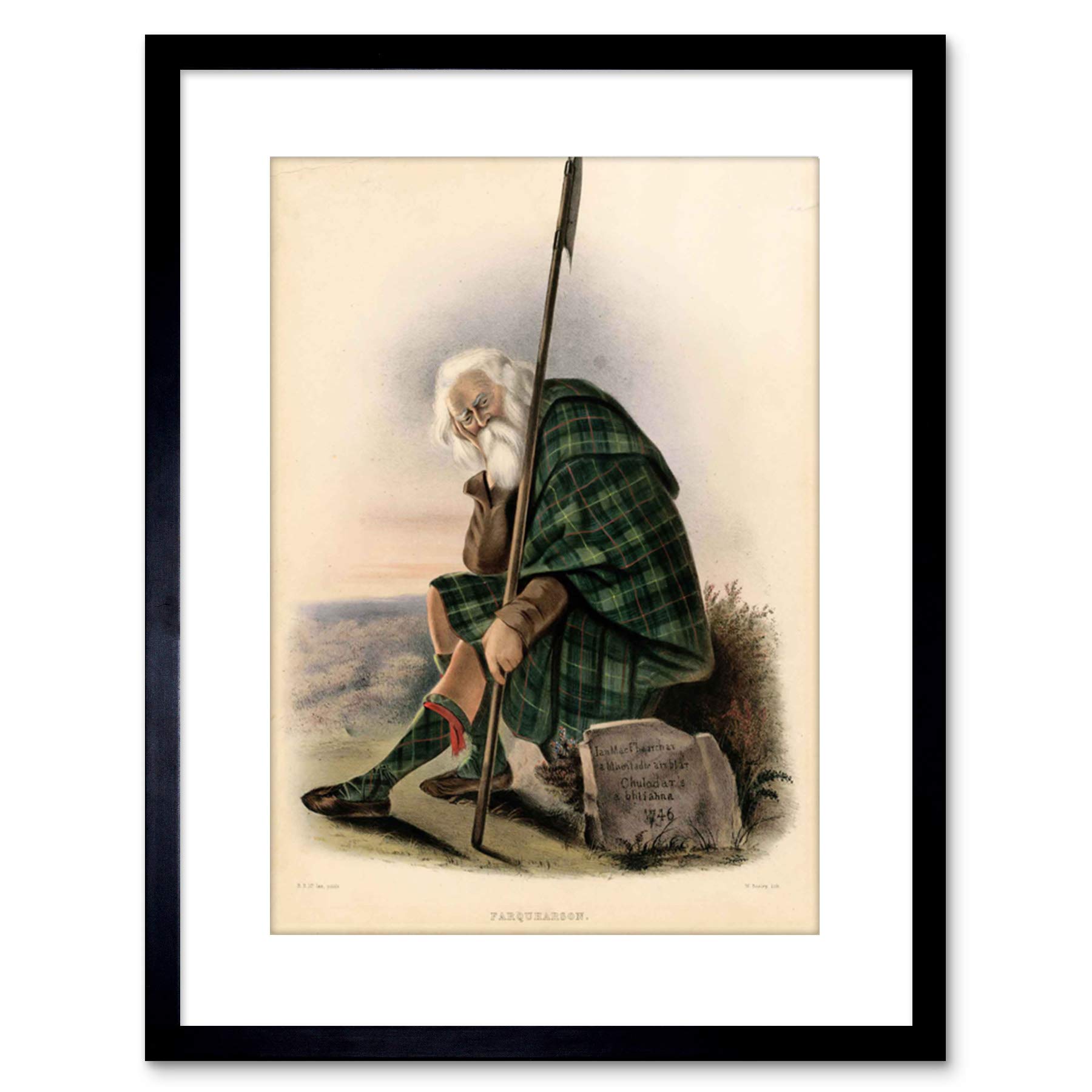 Wee Blue Coo PAINTING HIGHLAND CLAN SCOTLAND TARTAN FARQUHARSON FRAMED PRINT F97X4925
