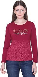 Star Touch Women Cotton Full Sleeve Tshirt/top with Chest Print | Casual/College/Active wear | S-4XL Size Price In India