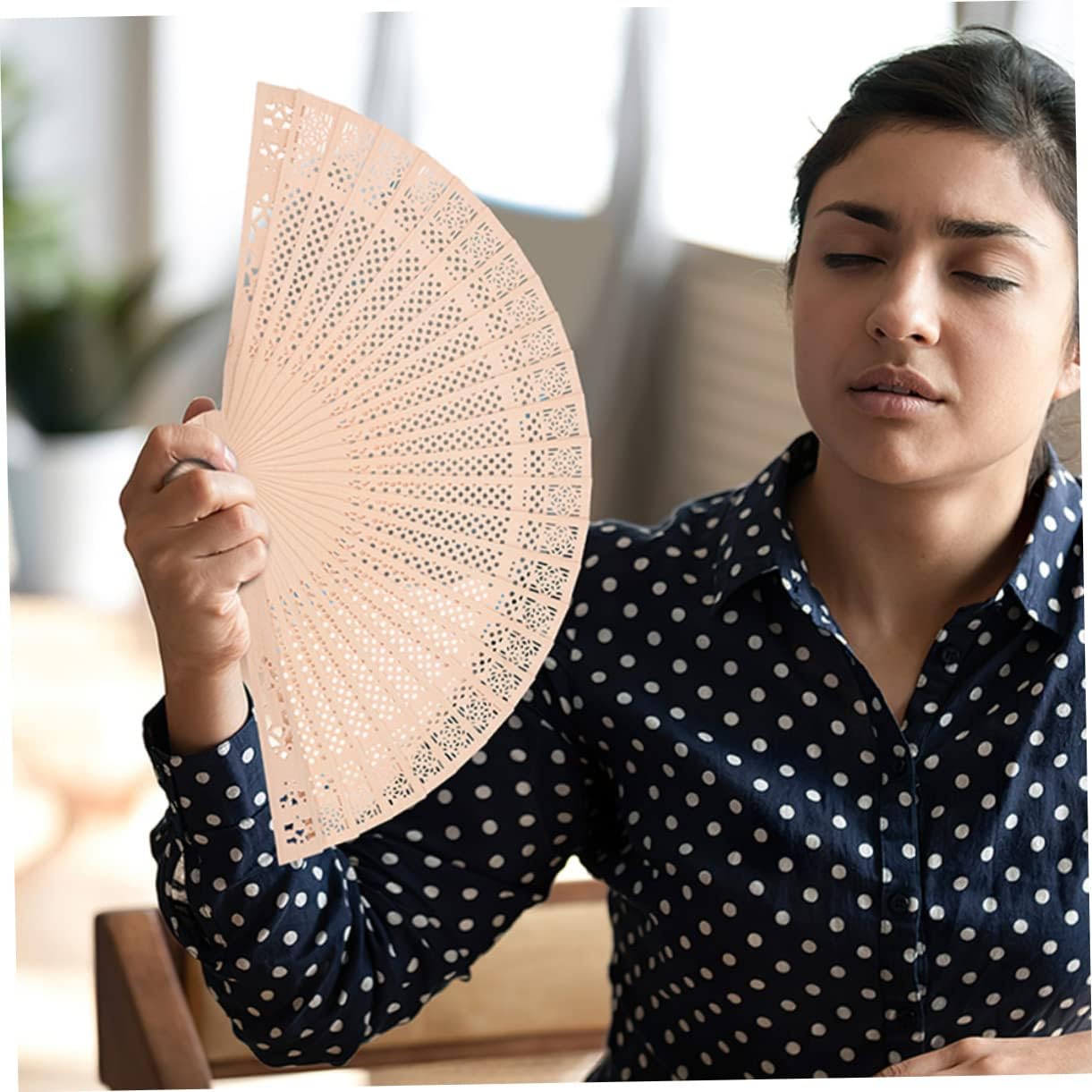 MAGICLULU 8pcs Wooden Folding Fans Handheld Decorative Fans Vintage Chinese Style Hollow Design for Stage Shows DIY Projects and Summer Cooling
