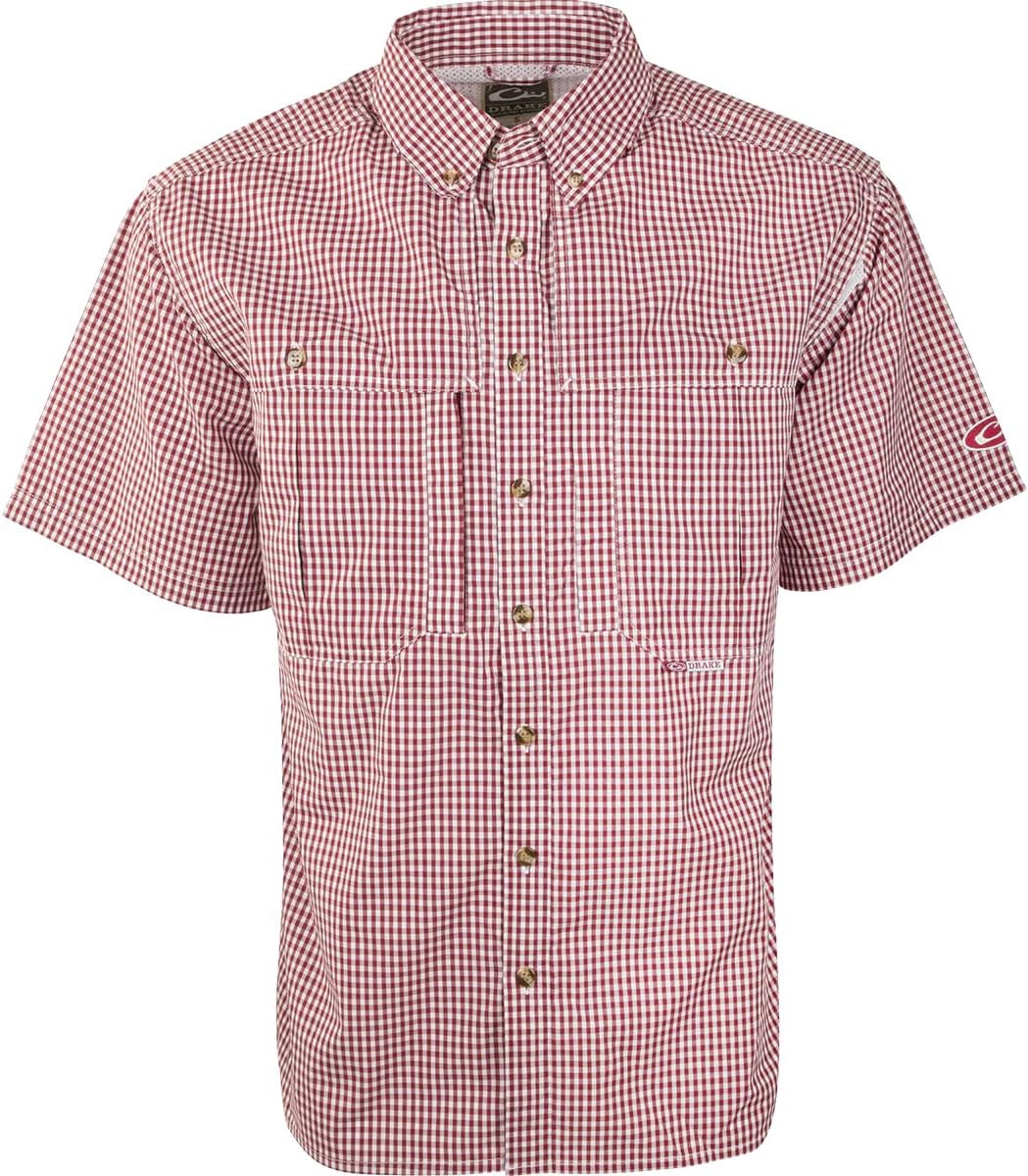 Drake Waterfowl Gingham Plaid Wingshooter's Shirt S/S Red Large