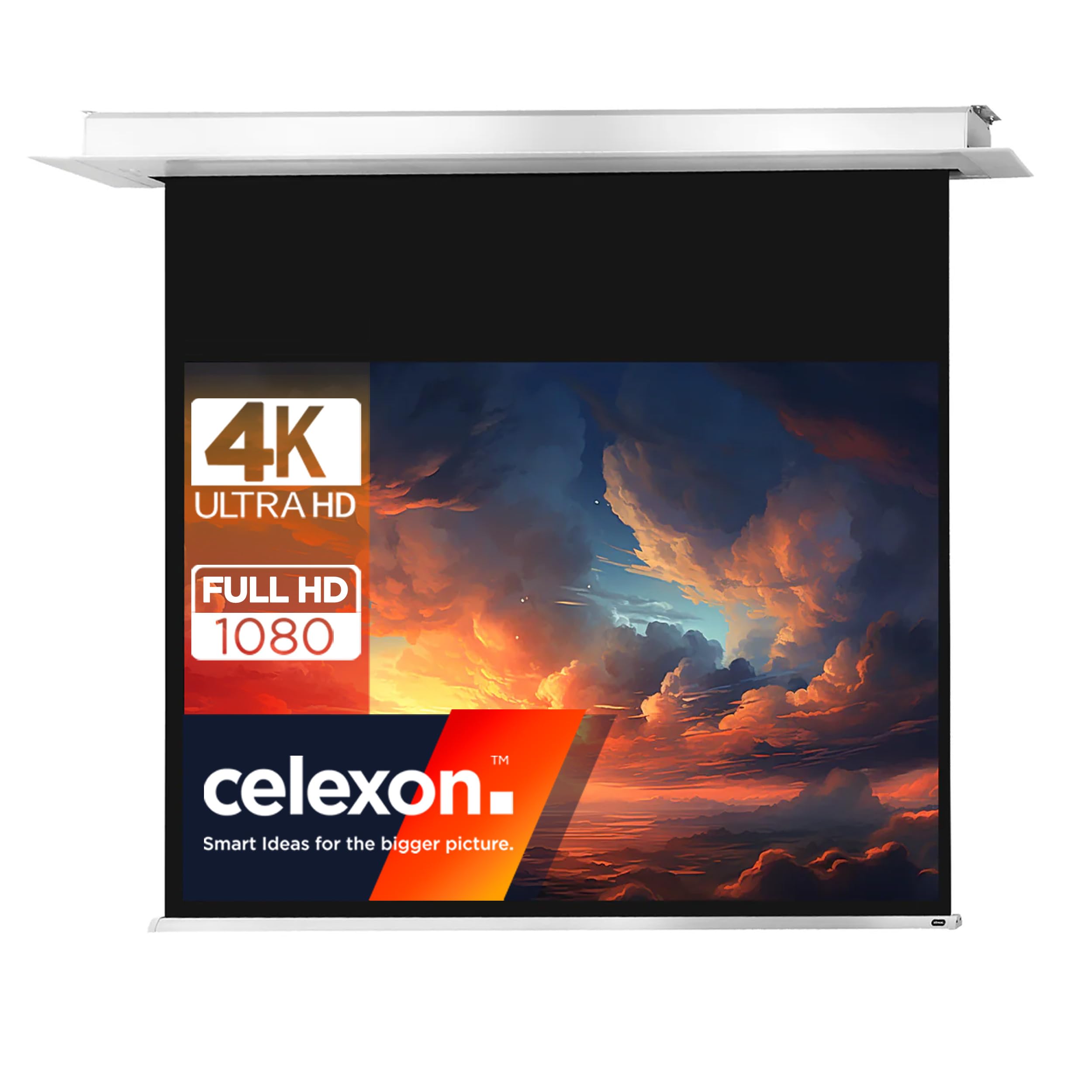 celexon Pantalla para Escuela, proyección, presentación y Cine en casa empotrable motorizada Profesional Plus hasta 4K- 160 x 120 cm - 4:3