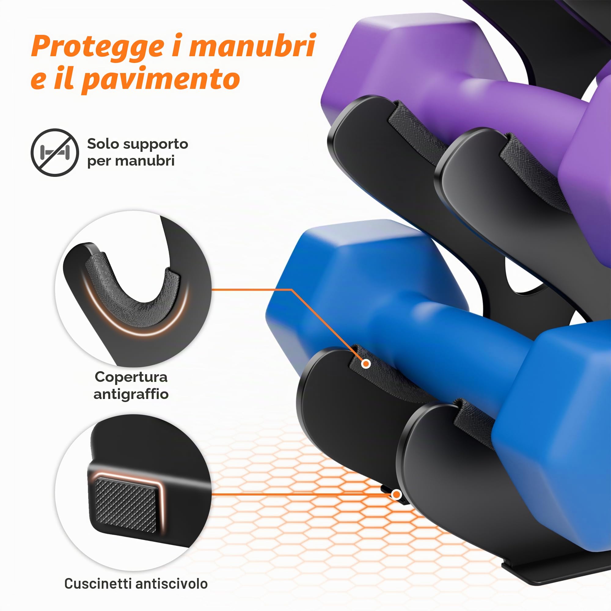 Porta manubri, Rack pesi per palestra domestica, Supporto manubri per pesi liberi
