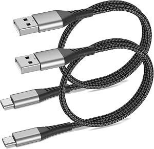 USB A to USB C Cable 2ft, 2 Pack Braided USB Type C Cable Fast Charging Cord, 2 ft USB to USB-C Cable for Car iPhone 15 16 17 Pro Max, iPad Air Pro, Samsung Galaxy S24 S23 Ultra, USBA to USBC Cable