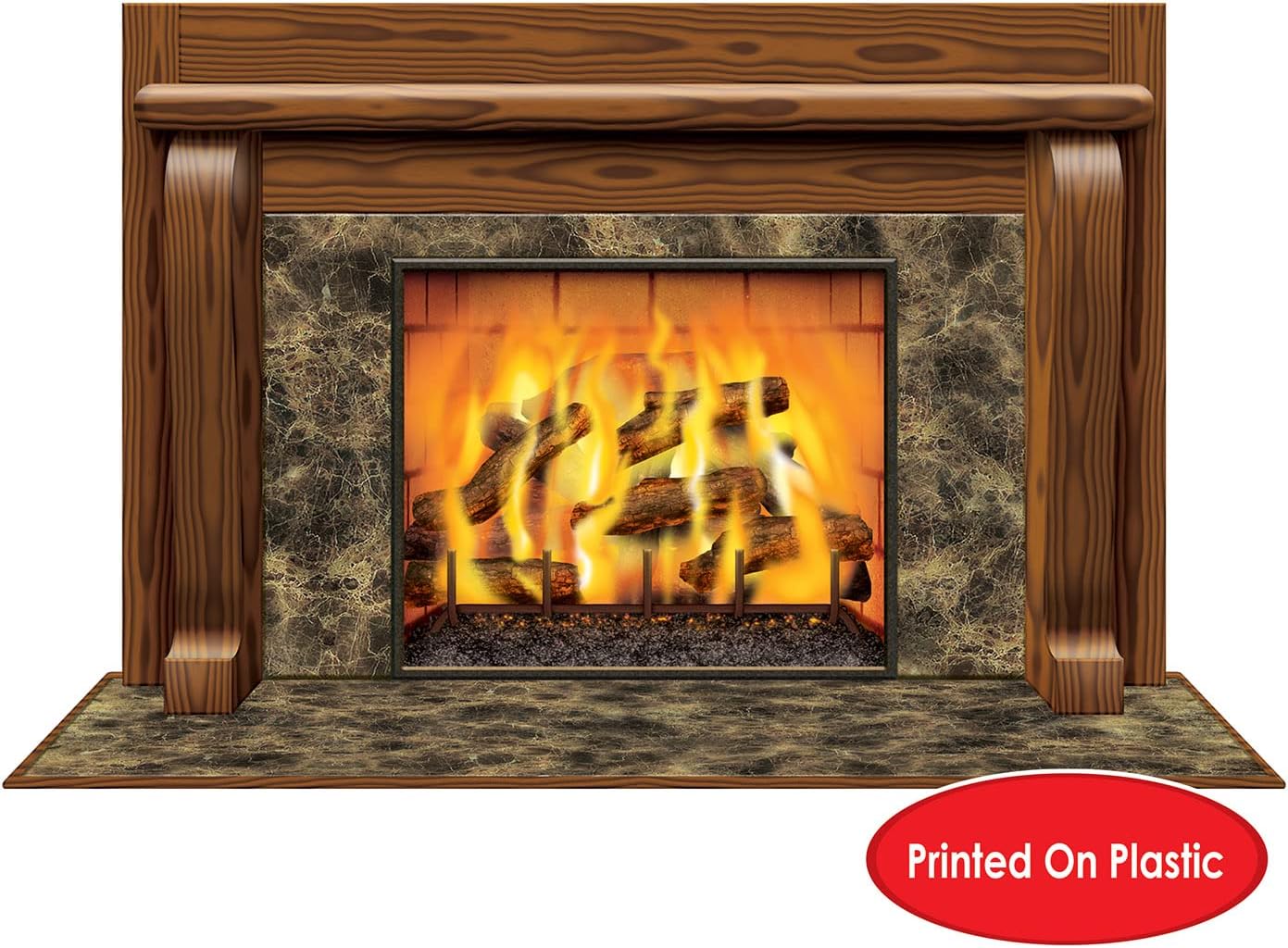 Beistle Fireplace Insta-Views – 3-Pack Wall Scenes with Realistic Burning Fire Image Printed on Thin Clear Plastic, Cozy Hearth Look for Christmas Holiday or Winter Parties, 3' 2" x 5' 2"