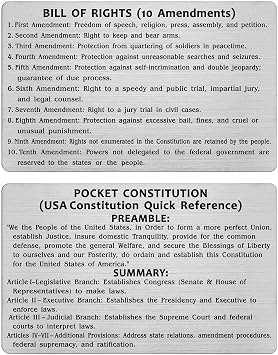 TGCNQ Pocket Constitution & Bill of Rights Card Wallet Size US Constitution Gift with Blue Envelope Patriotic Gift for Men, Law Students, Veterans