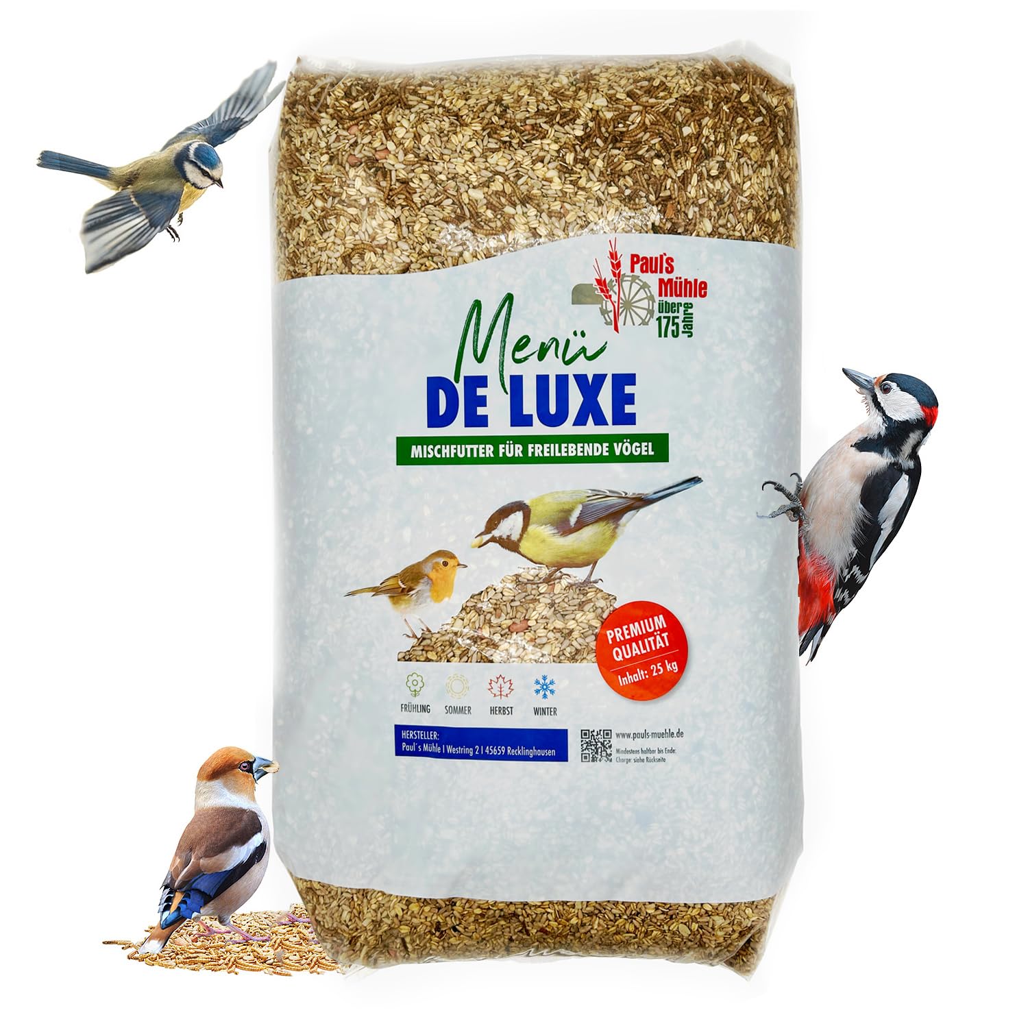 Pauls Mühle Wildvogelfutter Deluxe 25 kg | Vogelfutter für Wildvögel