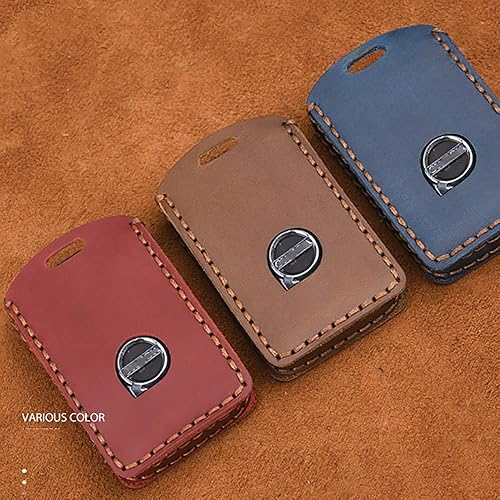 Miniatura 7 de ontto Funda de piel para llave de entrada sin llave, para Volvo XC90 XC70 S60 S80 S90 C30 V70 V90 2018-UP azul