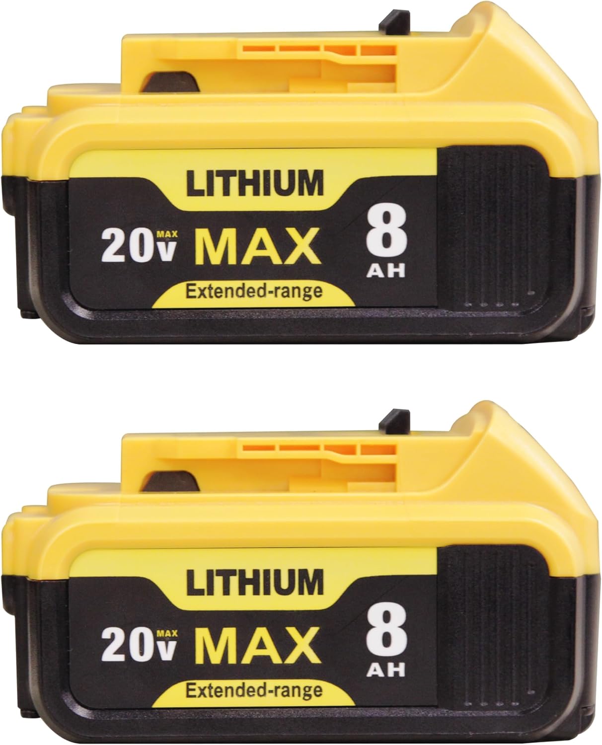 2-Pack 8000mAh Replacement for Dewalt 20V Max Battery Compatible with Dewalt 20 Volt Lithium-ion DCB200 DCB205 DCB206 DCB207 and DCD/DCF/DCG Series Battery Packs for Cordless Tools