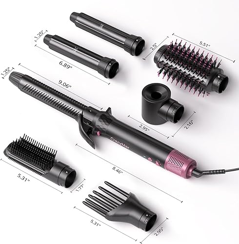 Miniatura 9 de Cepillo secador de pelo 7 en 1 y estilizador de pelo, secador de pelo rápido y herramienta de peinado para rizar, moldeador de aire caliente sin
