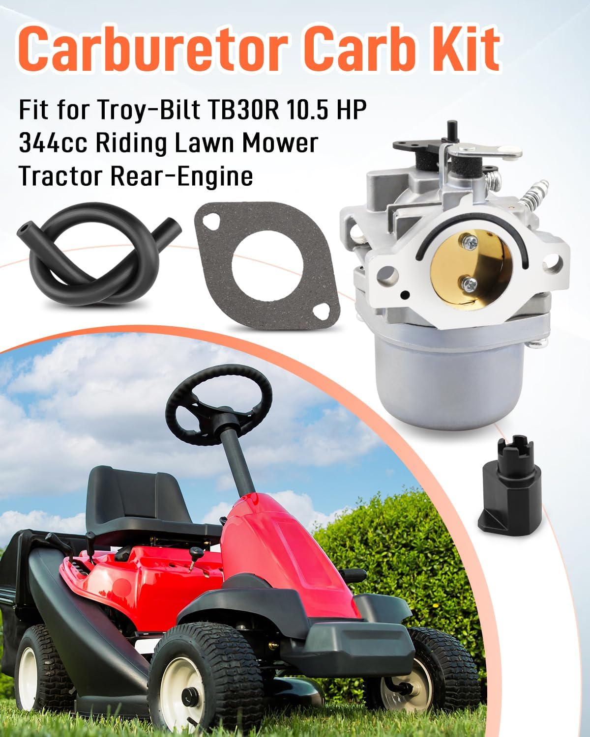 13CC26JD011 Carburetor Kit Fit for Troy-Bilt TB30R 10.5 HP 344cc Riding Lawn Mower Tractor Rear-Engine
