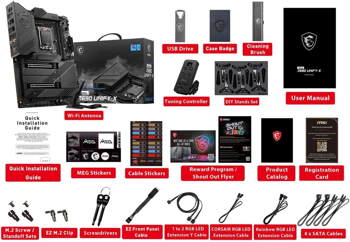 MSI MEG Z690 ACE Gaming Motherboard (E-ATX, 12th Gen Intel Core, LGA 1700 Socket, DDR5, Thunderbolt 4, PCIe 5, Dual 2.5G LAN, M.2 Slots, Wi-Fi 6E)