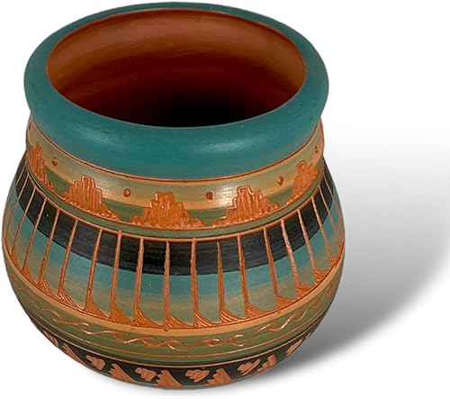 Miniatura 4 de Authentic Native American Pottery, Miniature Traditional Vase Style Pot, Genuine Navajo Tribe USA Hand Painted, Artist Signed, Small Southwestern