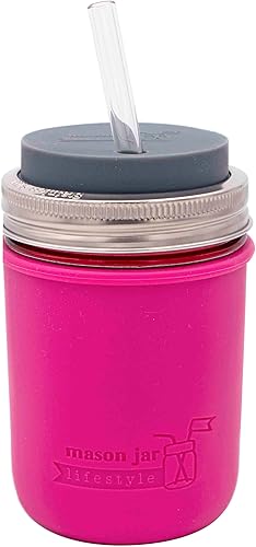 Miniatura 5 de Mason Jar Lifestyle - Pinta de boca ancha de silicona de 16 onzas para proteger la pelota, Kerr y tarros de conservas (rosa baya, paquete de 2)
