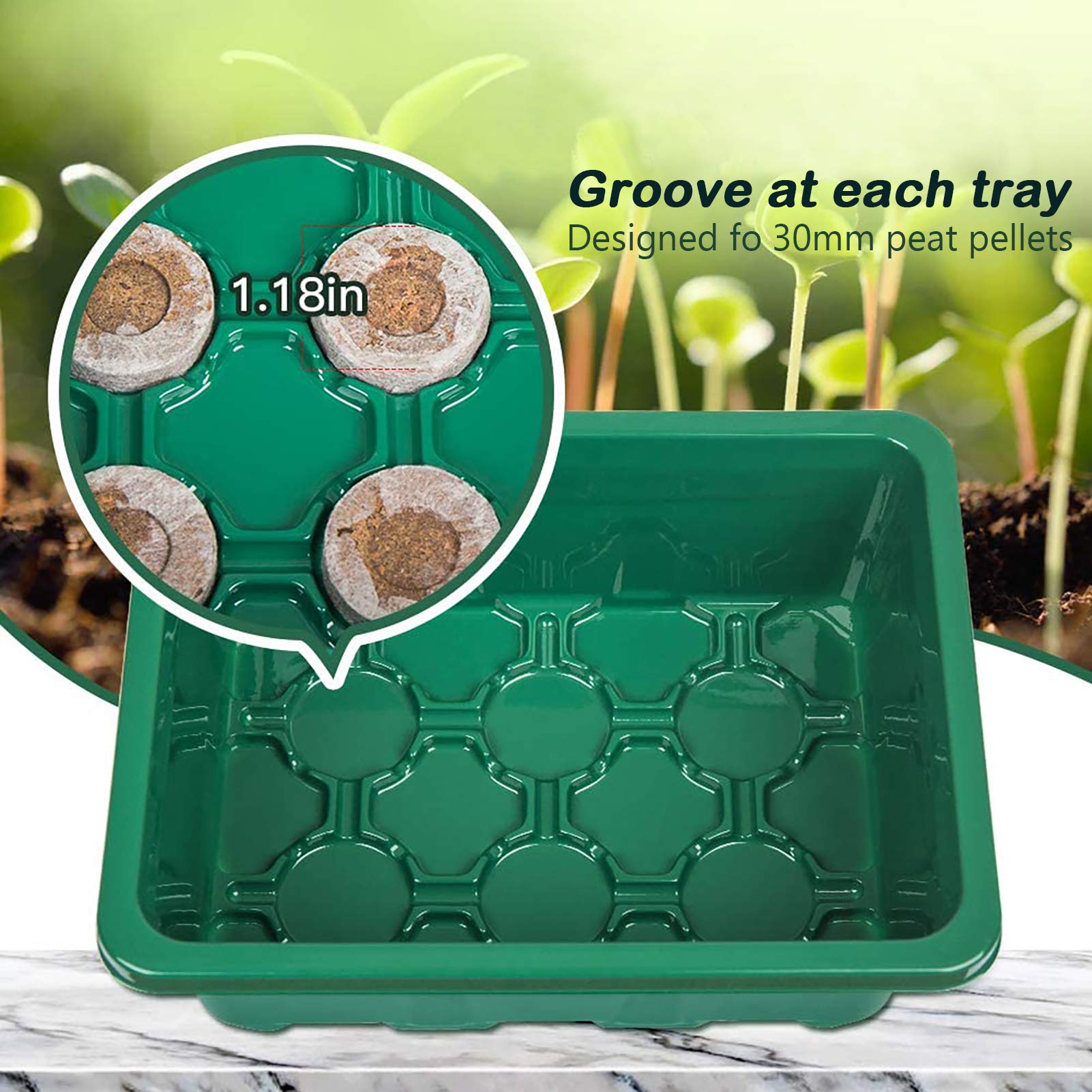 3Set Strong Plant Growing Trays with Humidity Domes for Seed Starting