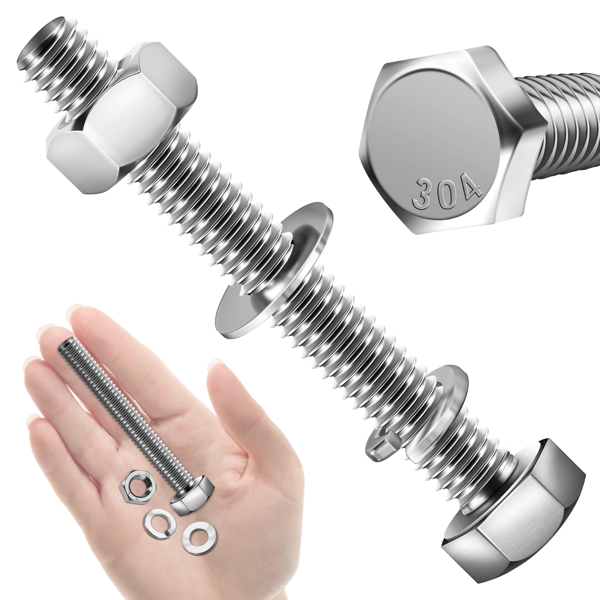 Stainless Steel Hex Bolts & Nuts Kit - 10 Sets -29 Stainless Steel Hex Bolts & Nuts Kit - 10 Sets -29
