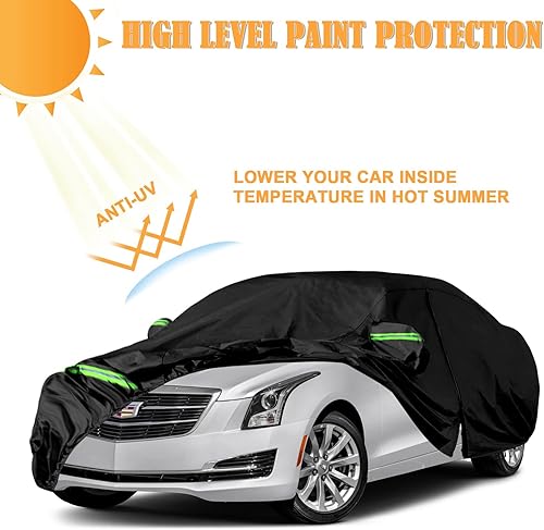 Miniatura 8 de Fundas impermeables para automóvil de repuesto para Cadillac ATSATS-V 2013-2019, 6 capas para todo tipo de clima, con puerta con cremallera y bandas