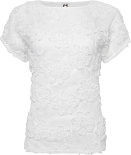 Anne Klein Women's Grid Soutache Ss Bateau Neckline Tee