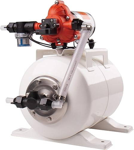 SEAFLO Bomba de presión de agua industrial serie 33 y sistema de tanque acumulador con enchufe de alimentación - 115 V CA, 3.3 GPM, 45 PSI, tanque